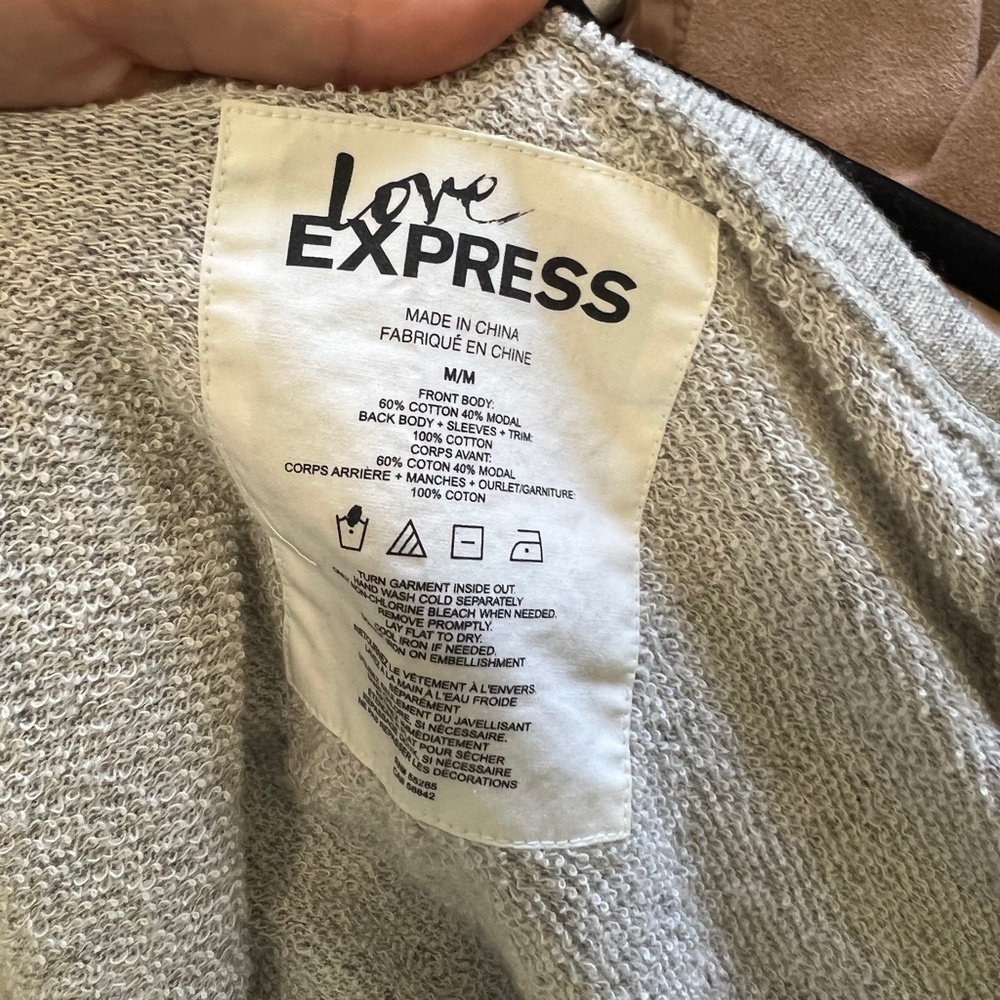 Express Gray Cheetah Print Sequined Sweatshirt M - Picture 4 of 4